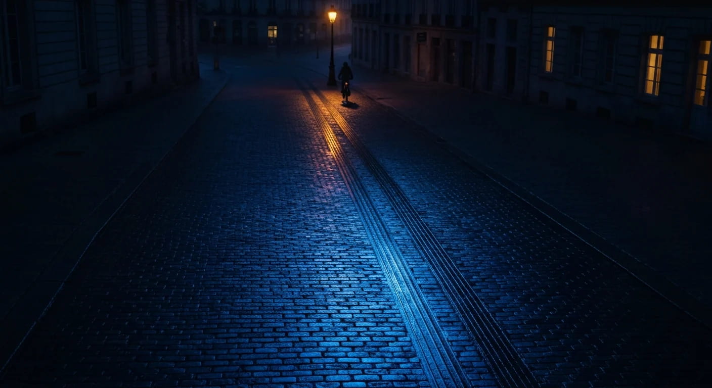 Boulevard urbain au crépuscule