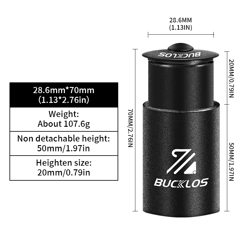 BUCKLOS tige de fourche de vélo montée jusqu'à 115mm 180mm 210mm tige de vélo extension de hauteur r