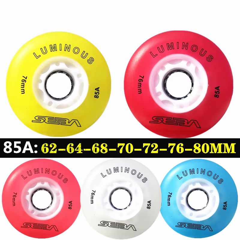 4 pièces 85A 62mm 64mm 68mm 70mm 72mm 76mm 80mm LED lumineuse roue à rouleaux pour enfants adultes P