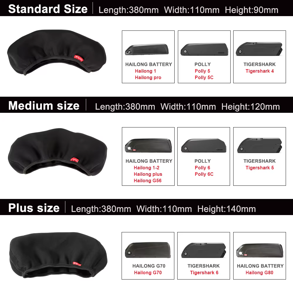 Sac élastique étanche et anti-poussière, Standard, moyen, grande taille, pour batterie de vélo élect