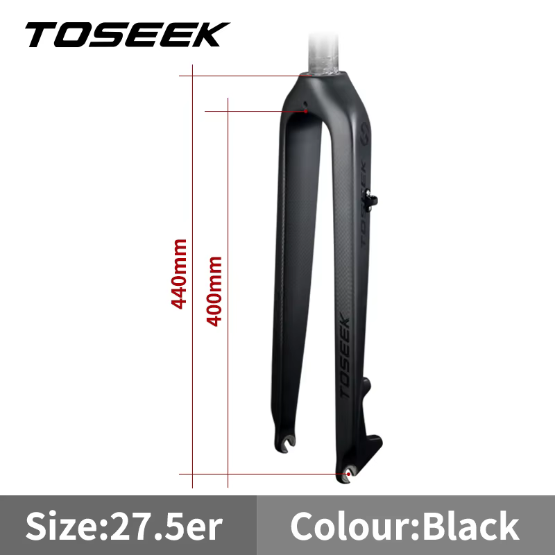 Fourche de vélo toseek MTb full Carbon Fiber 26 / 27.5 / 29 "fourche de vélo rigide tube droit 560g