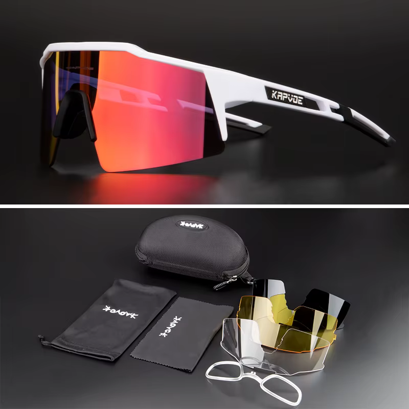 4 lentilles lunettes de cyclisme polarisées mode lunettes de soleil vélo de route lunettes d'équitat