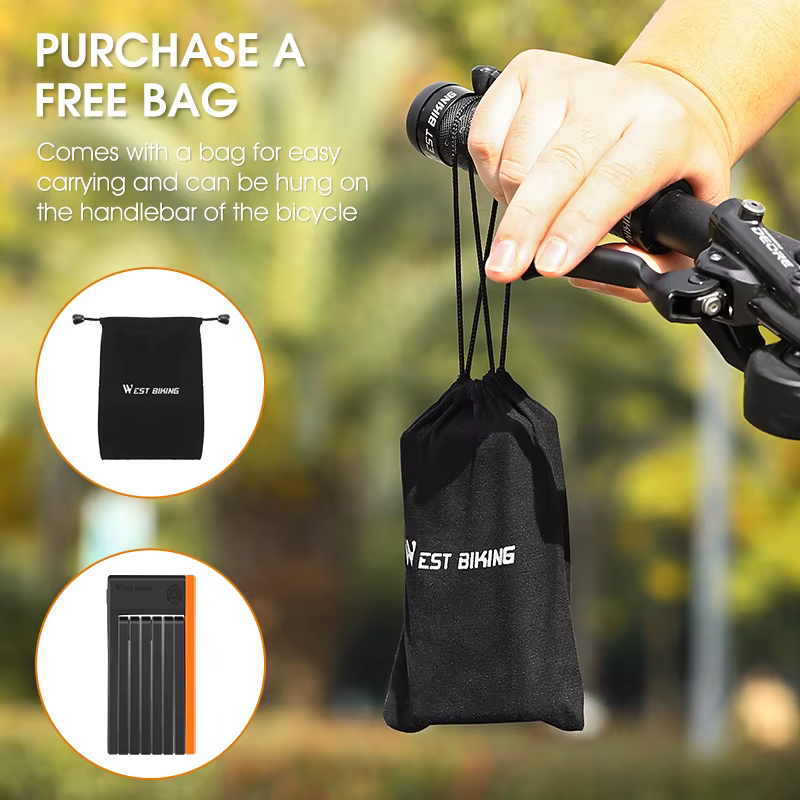 WEST BIKING Serrure de Sécurité Pliable pour Vélo, Accessoire Anti-vol, Convient pour Vélo de Route,
