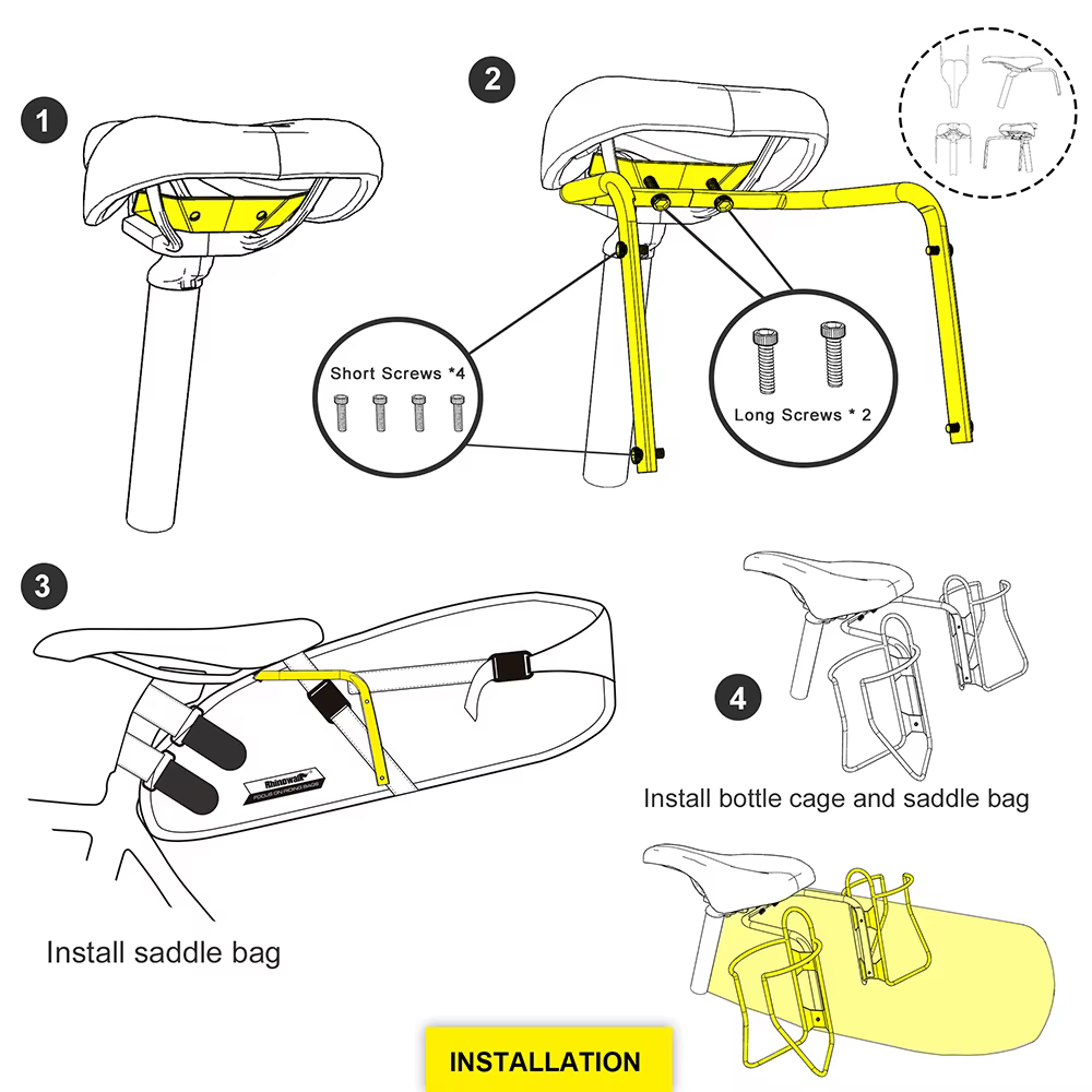 Rhinowheel – sac de vélo 10L-13L étanche, support de vélo et stabilisateur de grande capacité, sacoc