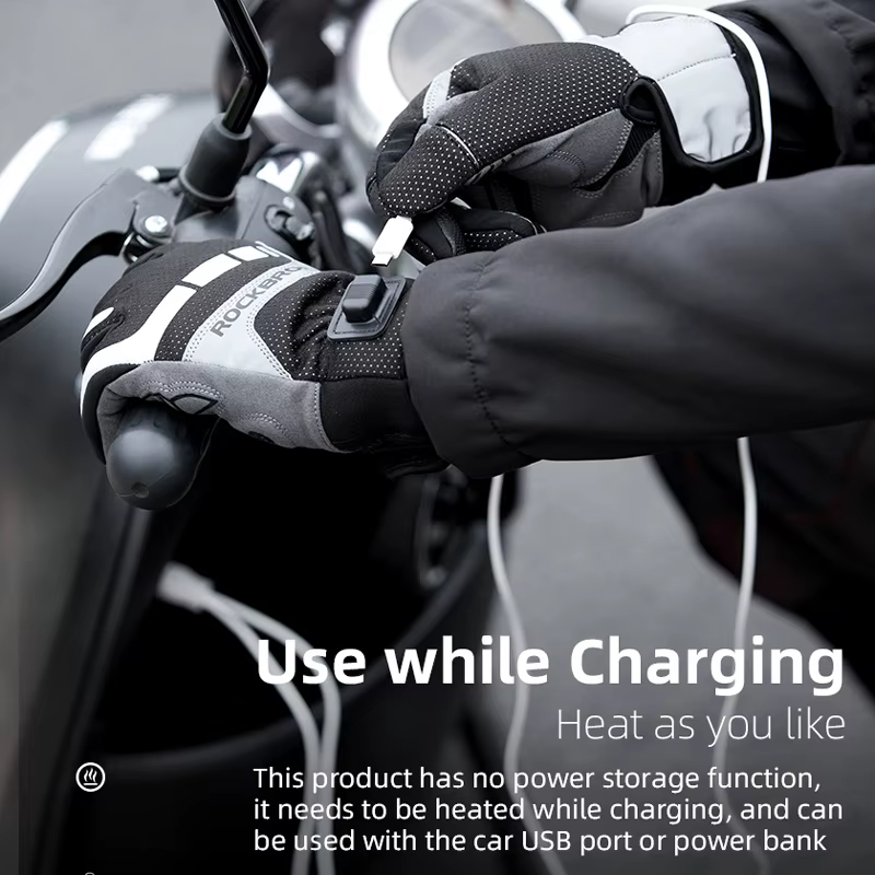 ROCKBROS – gants de vélo pour hommes et femmes SBR avec écran tactile USB chauffants coupe-vent resp