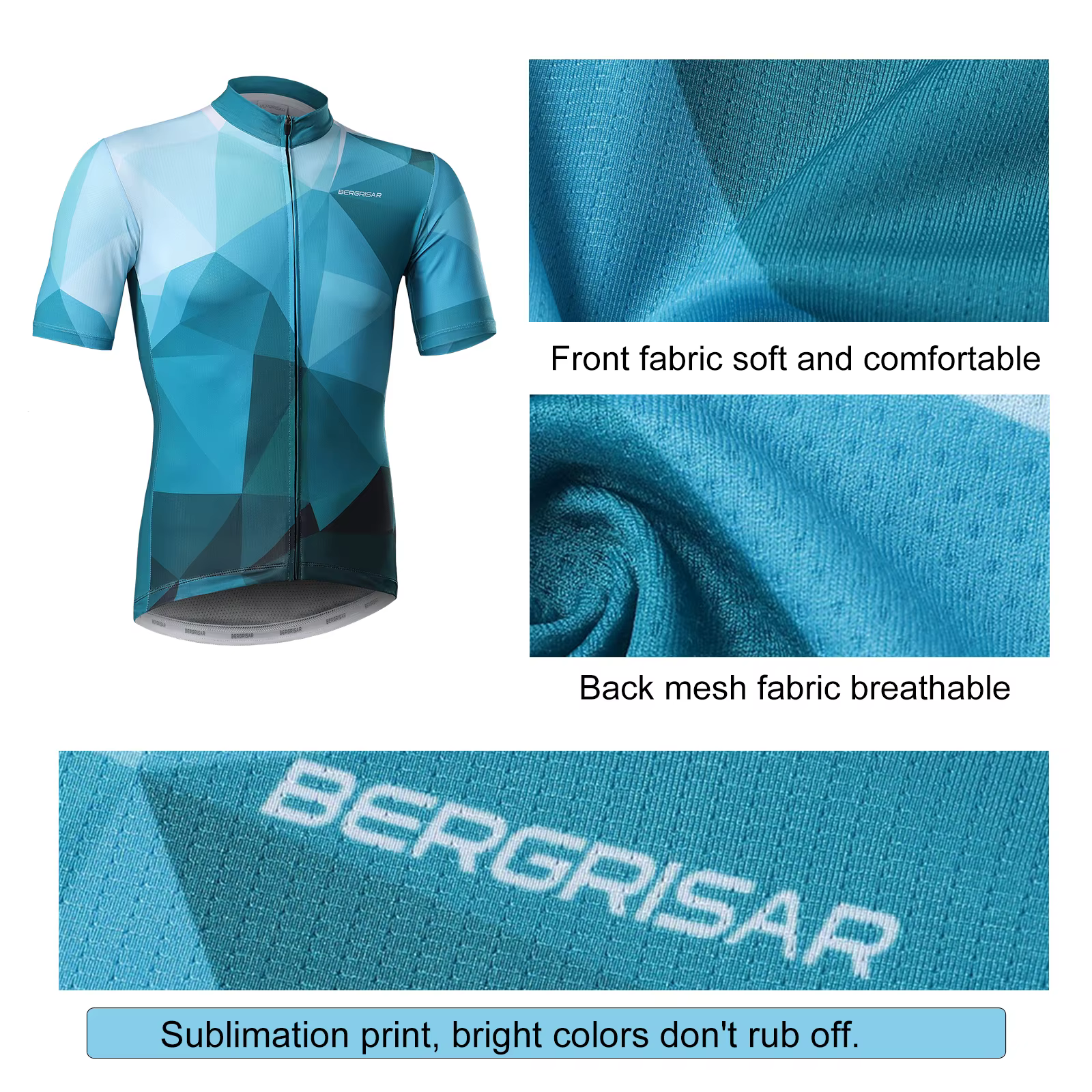 BERGRISAR-Maillot de cyclisme respirant pour homme, chemise de vélo VTT, vêtements de vélo de montag
