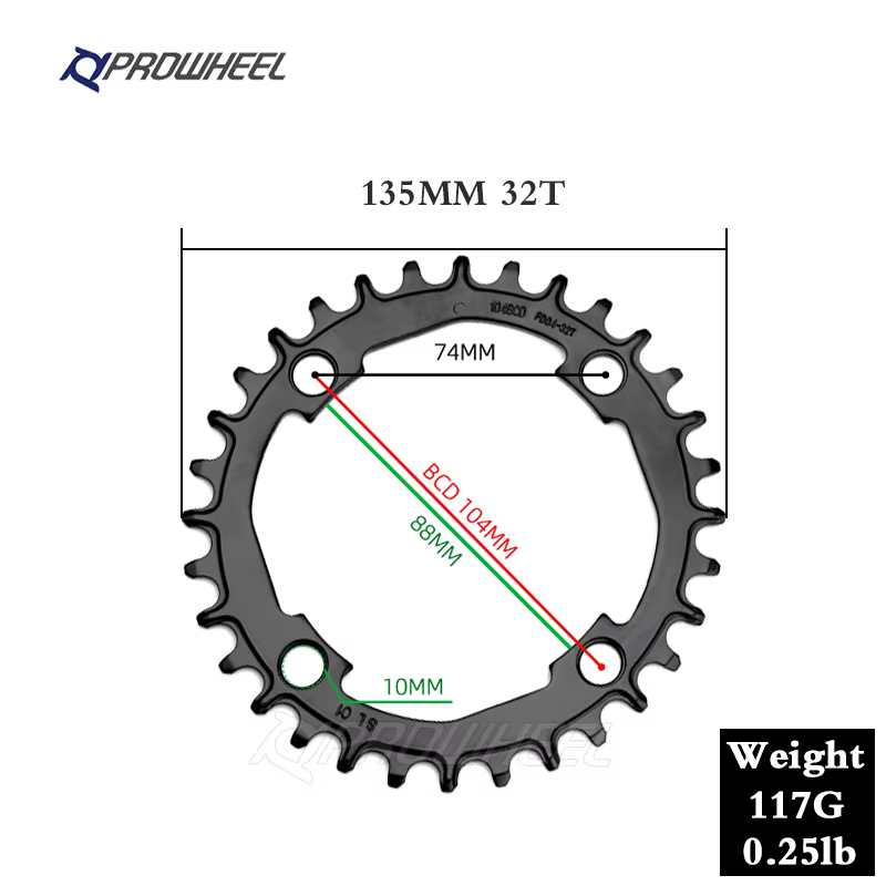 Prowheel – plateau de vélo de montagne étroit et large, 32T 34T 36T 38T 40T, roue à chaîne en acier,