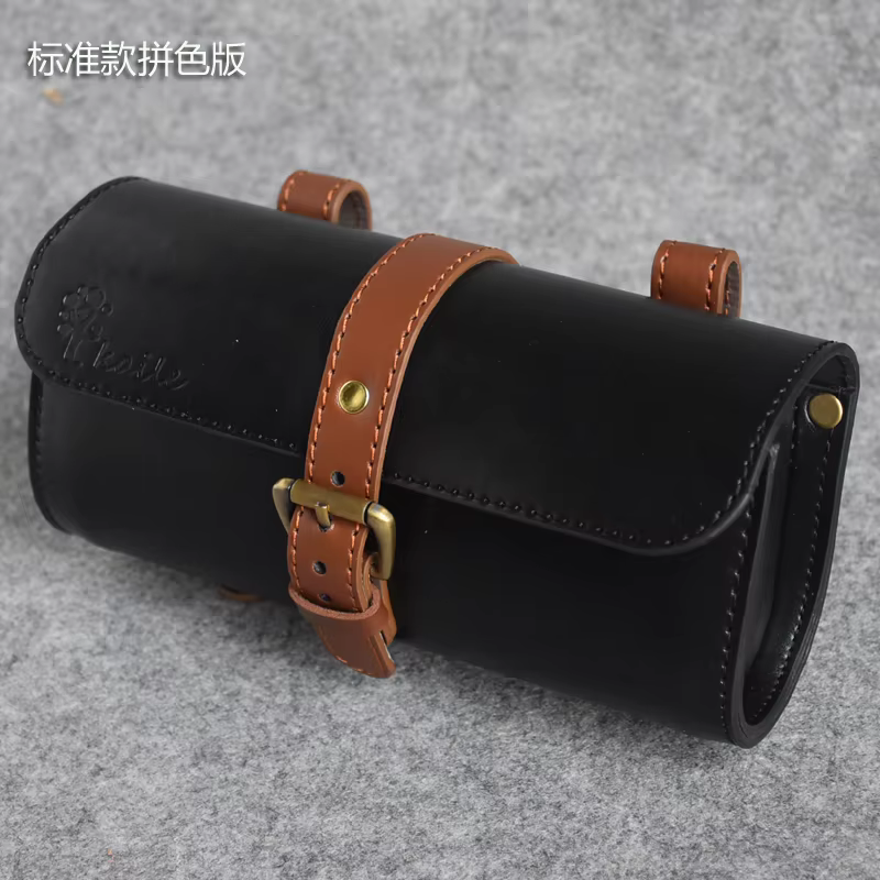 Sac de vélo en cuir fait à la main, sac d'équitation étanche à la pluie, sac de selle de guidon adap