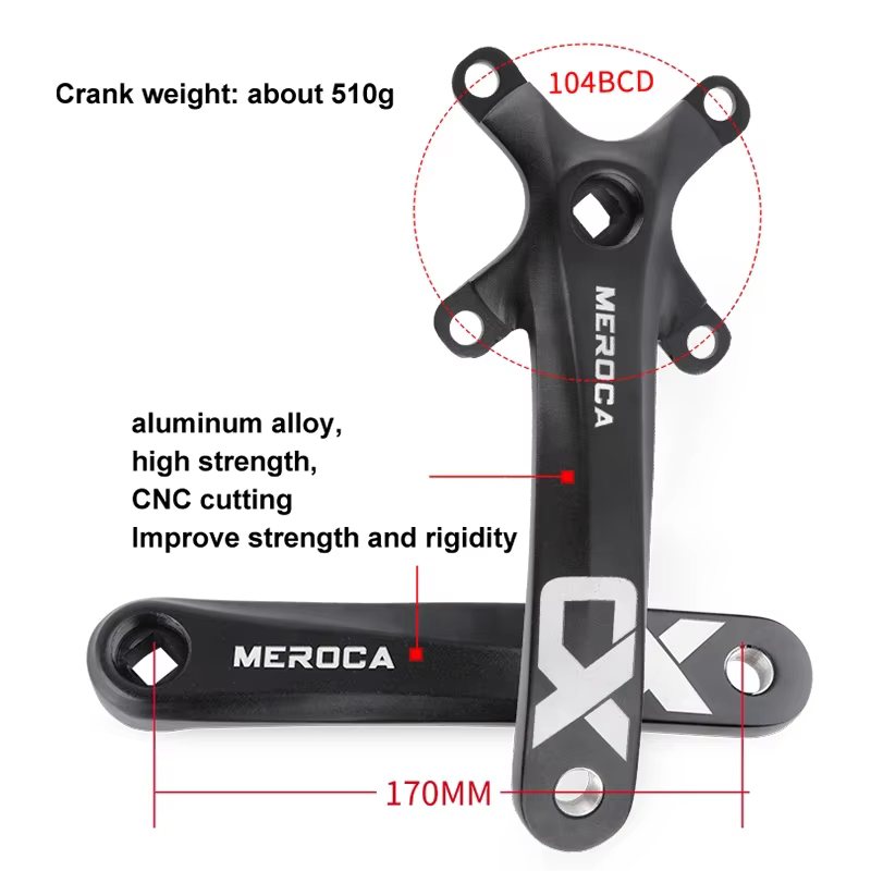 MEROCA vélo manivelle roue à chaîne 104BCD vtt vélo pédalier en alliage d'aluminium avec fond 170mm