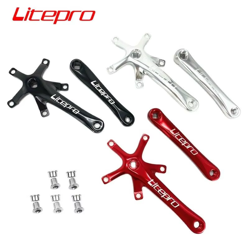 Litepro – manivelle de vélo pliant en alliage d'aluminium, avec trou carré de 130mm, 170mm, noir, ro