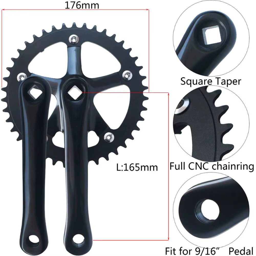Pédalier de vélo pliant JORing, roue à chaîne, trou conique carré, vitesse unique, partenaires d'eng