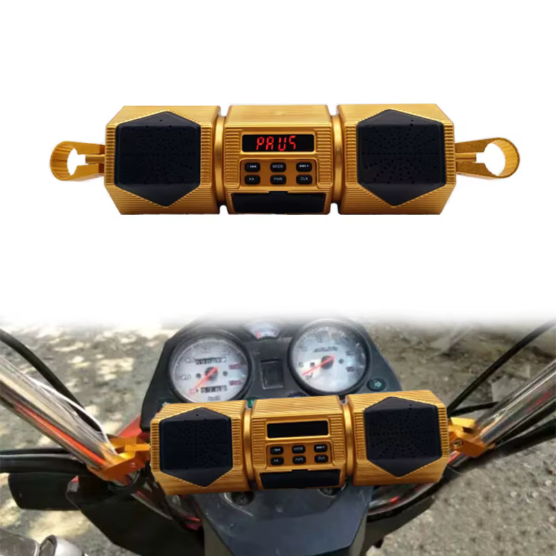 Support réglable pour moto, haut-parleur de guidon, lecteur MP3, Bluetooth, musique, Radio FM, étanc