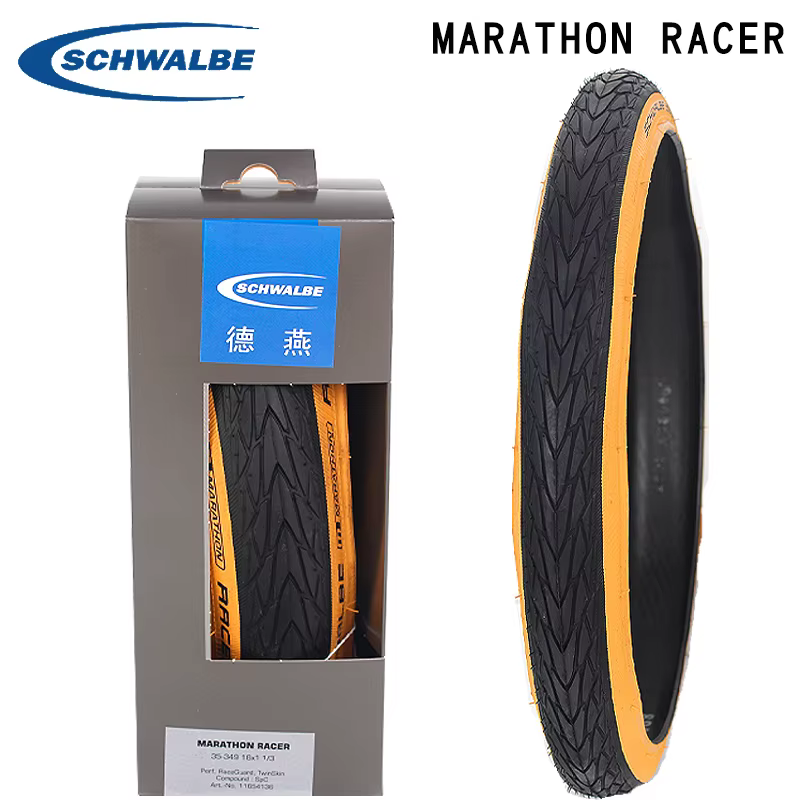 Schwalbe-Pneu de vélo Marathon Inboulon 35-349, 16 ", 16x1, 1, 3, Côté jaune ultra léger pour pneus 