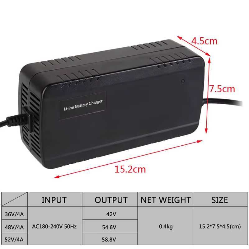 Chargeur de batterie Lithium Li-ion pour vélo électrique, prise DC XLR RCA EU 36V 42V 48V 54.6V 52V