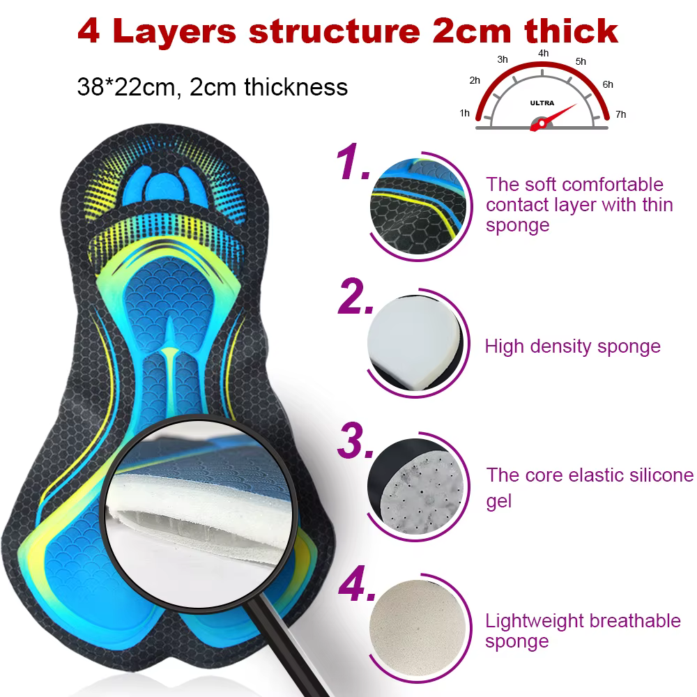 DAREVIE – pantalon à bretelles de cyclisme pour hommes, respirant, moulant, avec coussin de Gel, 6 h