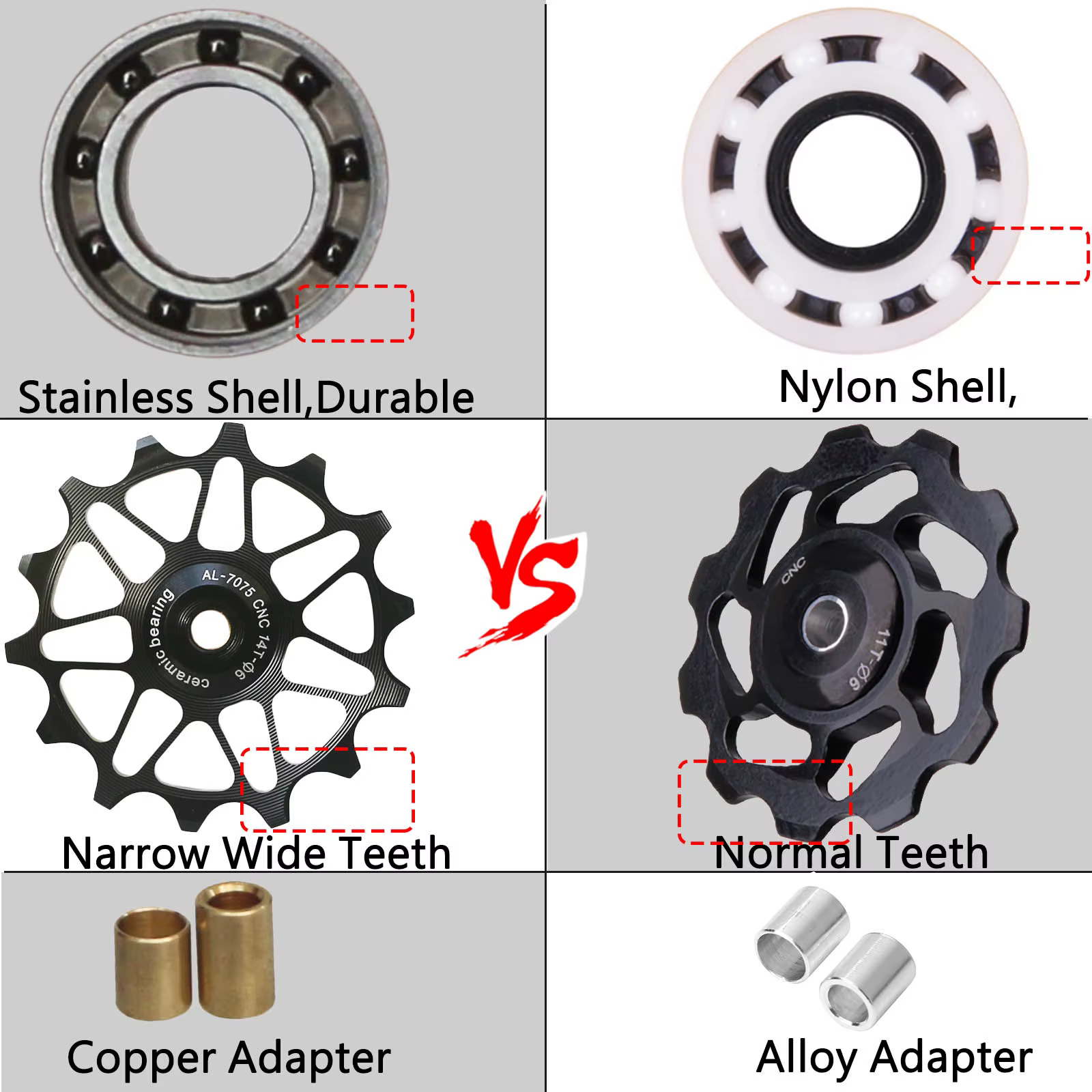 Dérailleur arrière de roue Jockey de vélo 12T 14T, poulie en céramique, rouleau de guidage de vélo d