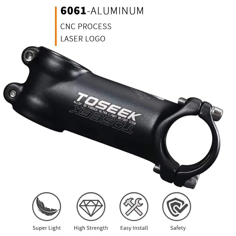 TOSEEK tige de vélo en aluminium ultralégère 7 degrés tige de VTT vtt 31.8x45/55/60/65/70/80/90/100/
