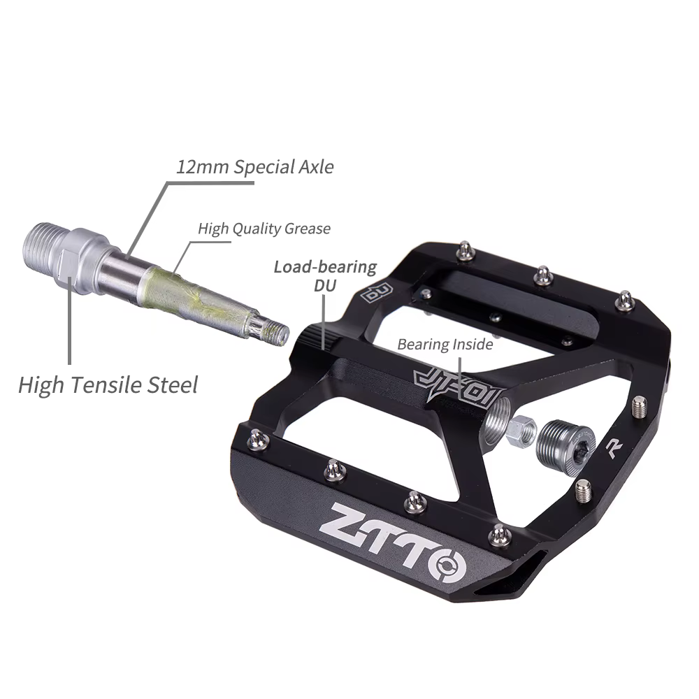 ZTTO vtt roulement en alliage d'aluminium pédale plate vélo bonne poignée léger 9/16 pédales grand p