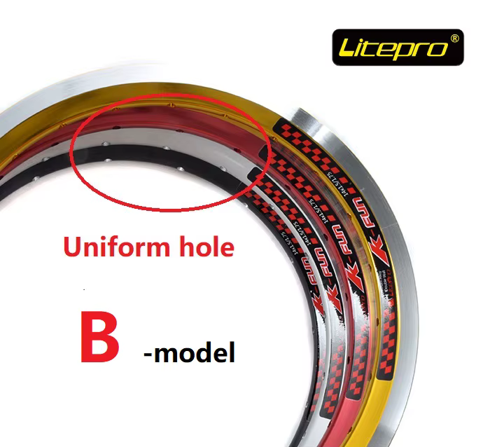 Litepro-Jantes de vélo pliantes à double paroi en alliage d'aluminium, 14 pouces, 14x1.5/1.75, 16/20