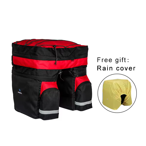 Roswheel-Sac à main avec housse de pluie pour vélo, accessoires de vélo, noir bleu rouge, double siè