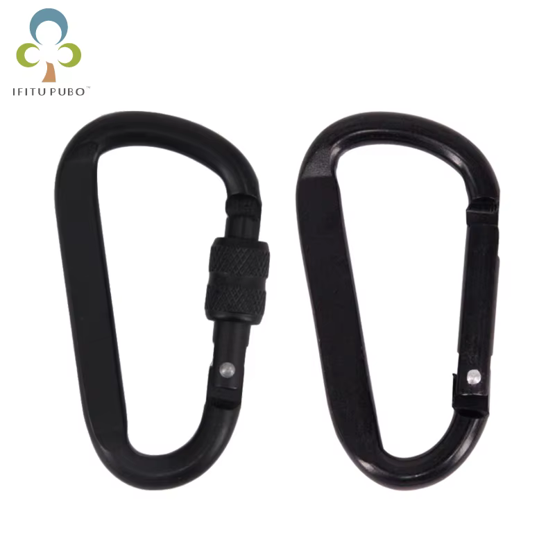 Mousqueton en alliage d'aluminium noir, anneau en D, Clip de porte-clés de Camping, mousqueton, Kit 
