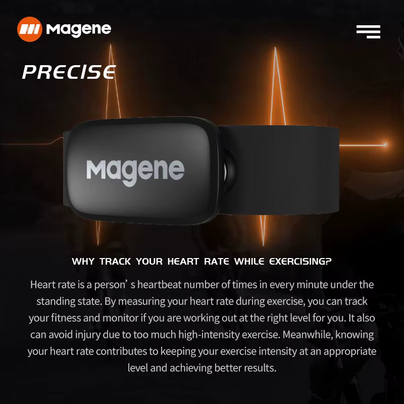 Magene Mover H64 capteur de fréquence cardiaque double Mode ANT Bluetooth avec sangle pectorale ordi