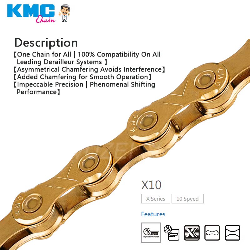 KMC-Vélo de Route et Montagne à 10 Vitesses, Boîte Originale, JOX10EPT, X10EL, X10SL, JO116