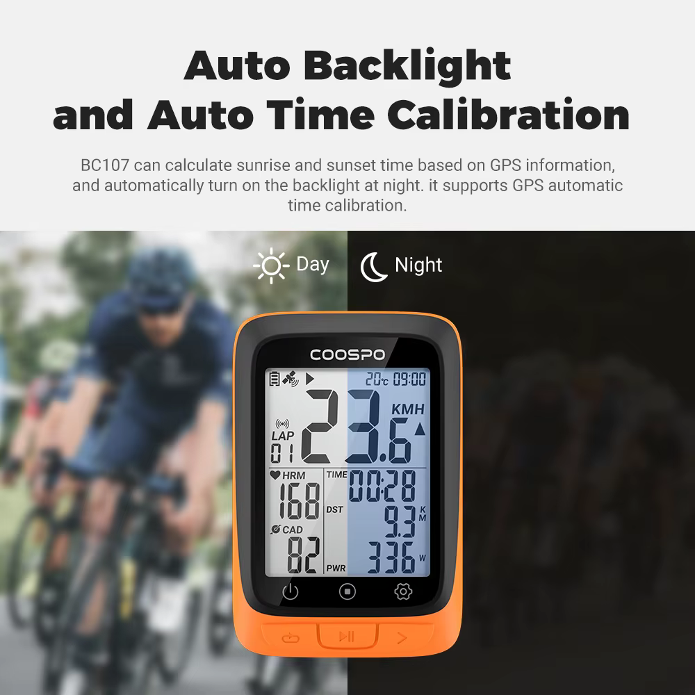 CooSpo – GPS BC107 IPX67 pour vélo, ordinateur de vélo, synchronisation avec les capteurs Stra Ant +