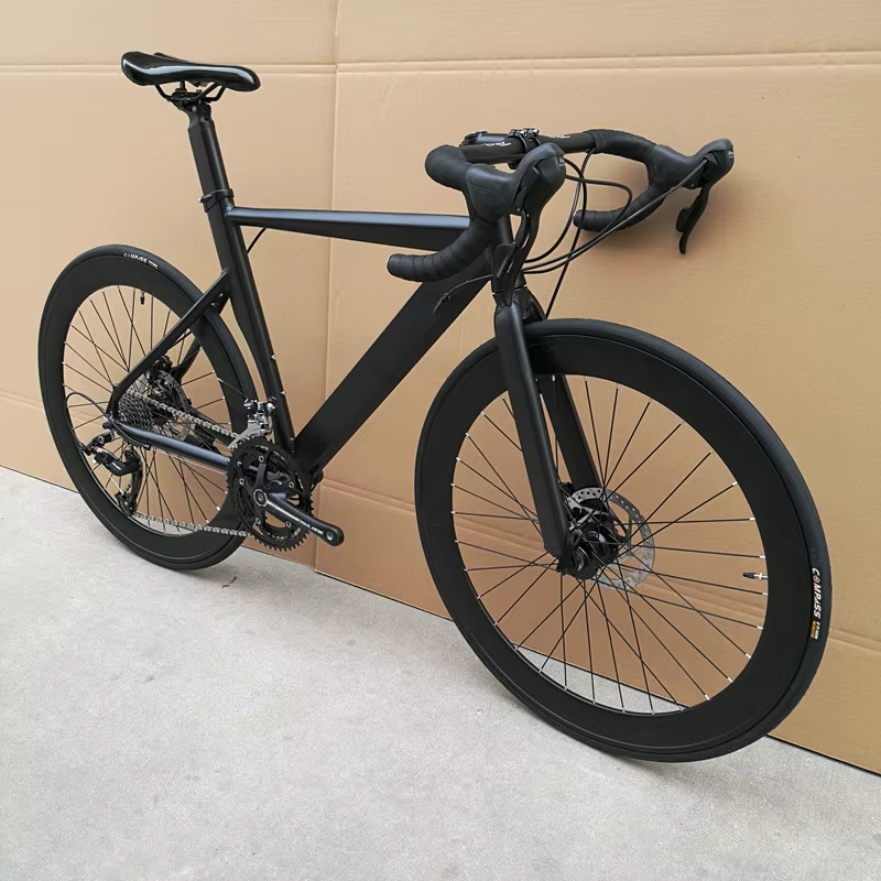 Vélo de route coupe-vent avec cadre en alliage d'aluminium, roue intégrée, VTT, poignée courbée, vél