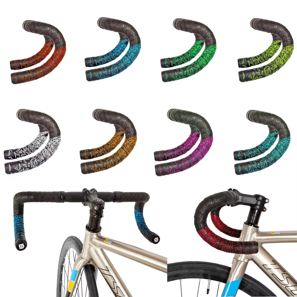 Bande de barre de vélo de route à motif de chrysanthème, bandes de guidon de couleur dégradée, bande