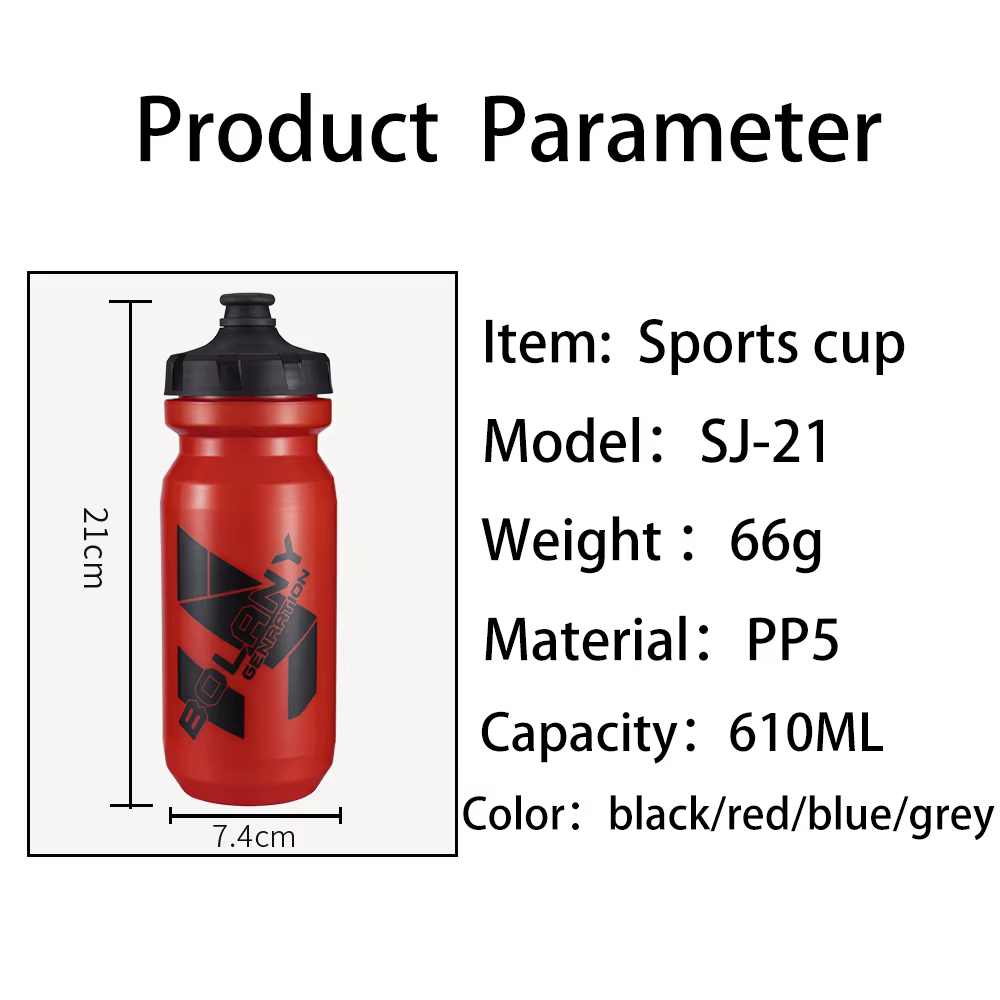 BOLANY 610ML bouteille d'eau de vélo en plastique léger en plein air salle de sport sport tasse Port