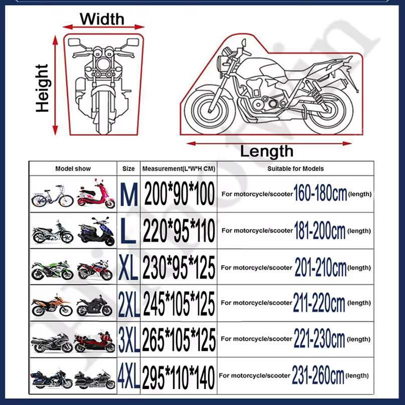 190T noir bleu Design imperméable moto couvre moteurs poussière pluie neige UV protecteur couverture