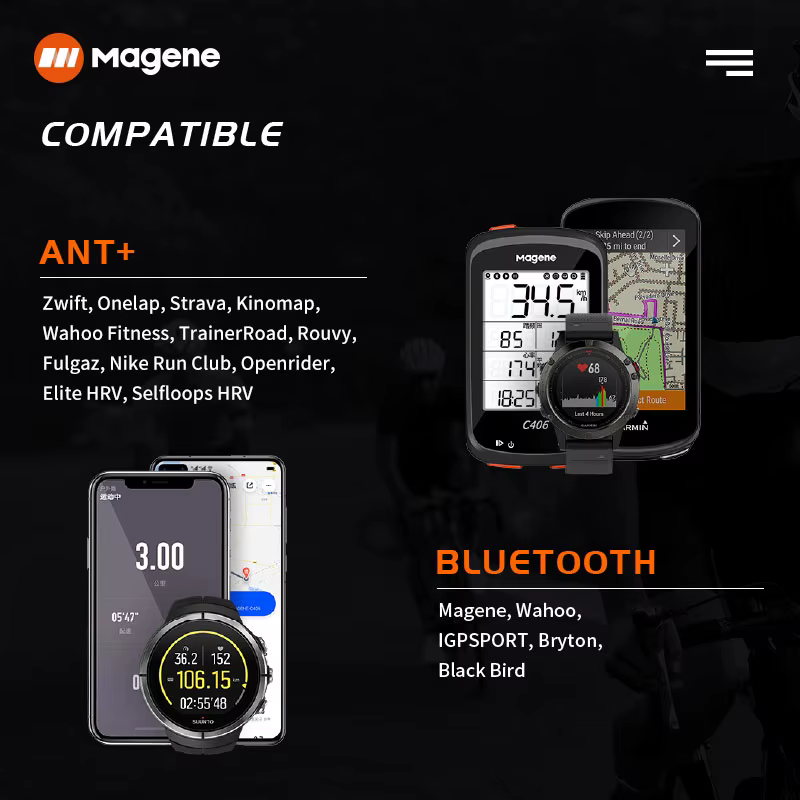 Magene Mover H64 capteur de fréquence cardiaque double Mode ANT Bluetooth avec sangle pectorale ordi