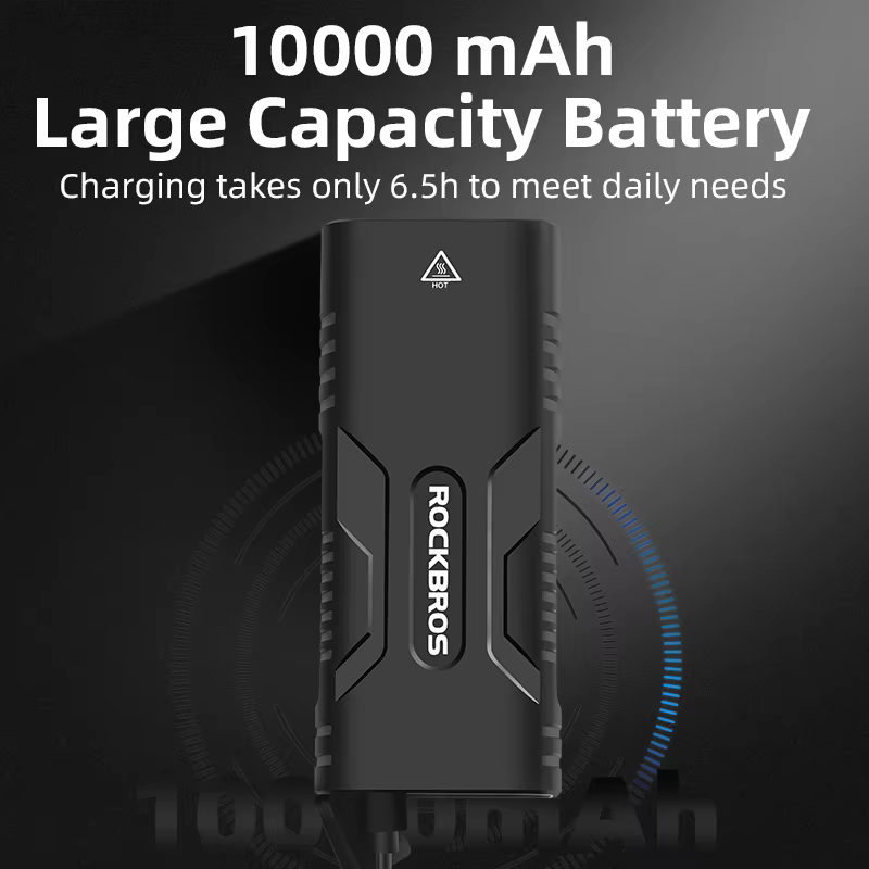 ROCKBROS – lumière de vélo 850 Lumen, lampe de poche de vélo 10000 mAh, phare de vélo ReChargeable p