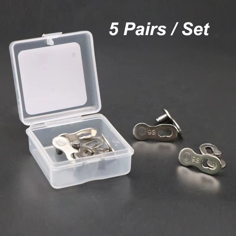 5 paires de joints de connecteur de maillon de chaîne de vélo, boutons magiques, maillons principaux