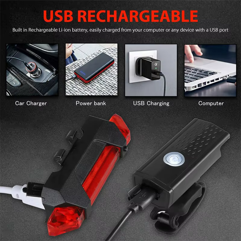 Vélo vélo lumière USB LED Rechargeable ensemble vtt vélo de route avant arrière phare lampe lampe de