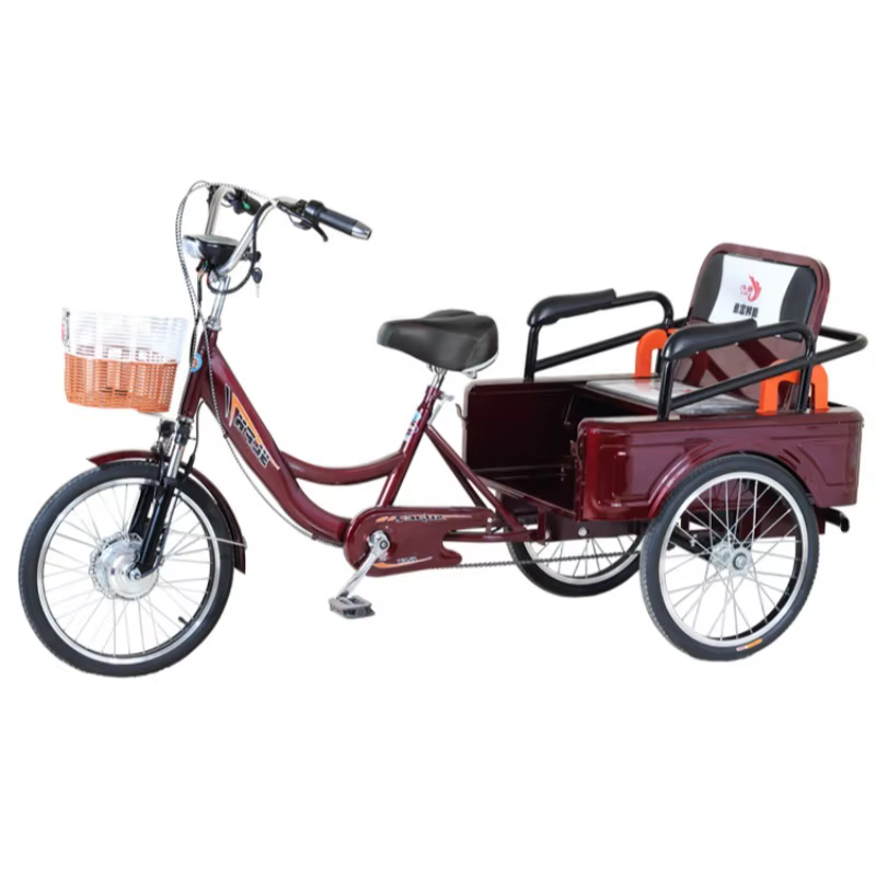 Tricycle Électrique avec Siège Passager pour Adulte, Vélo de Ville Familial avec mir, Batterie Parfa