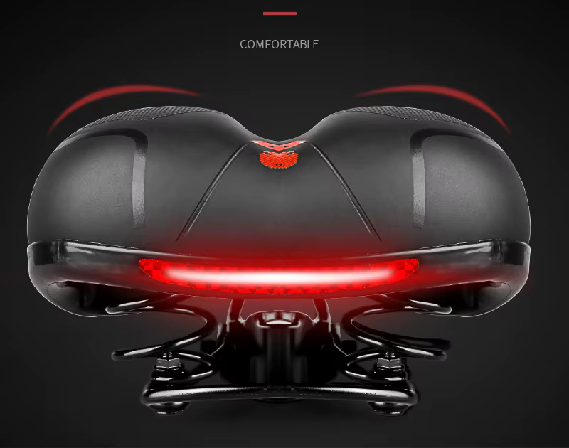 Selle de vélo creuse réfléchissante absorbant les chocs, respirante, imperméable, large siège de vél
