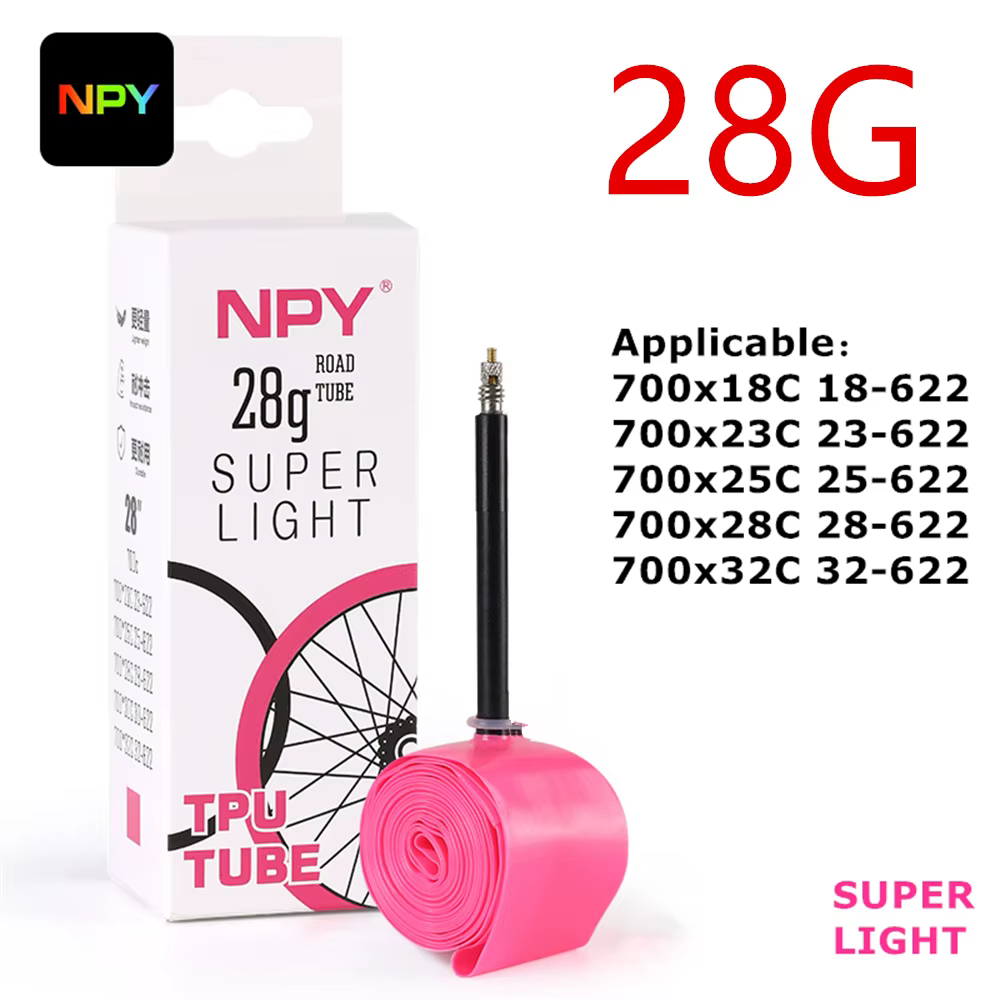Chambre à air de vélo ultralégère NPY 28g en TPU, 700x18 25 28 32, pour vélo de route, matériau TPU,