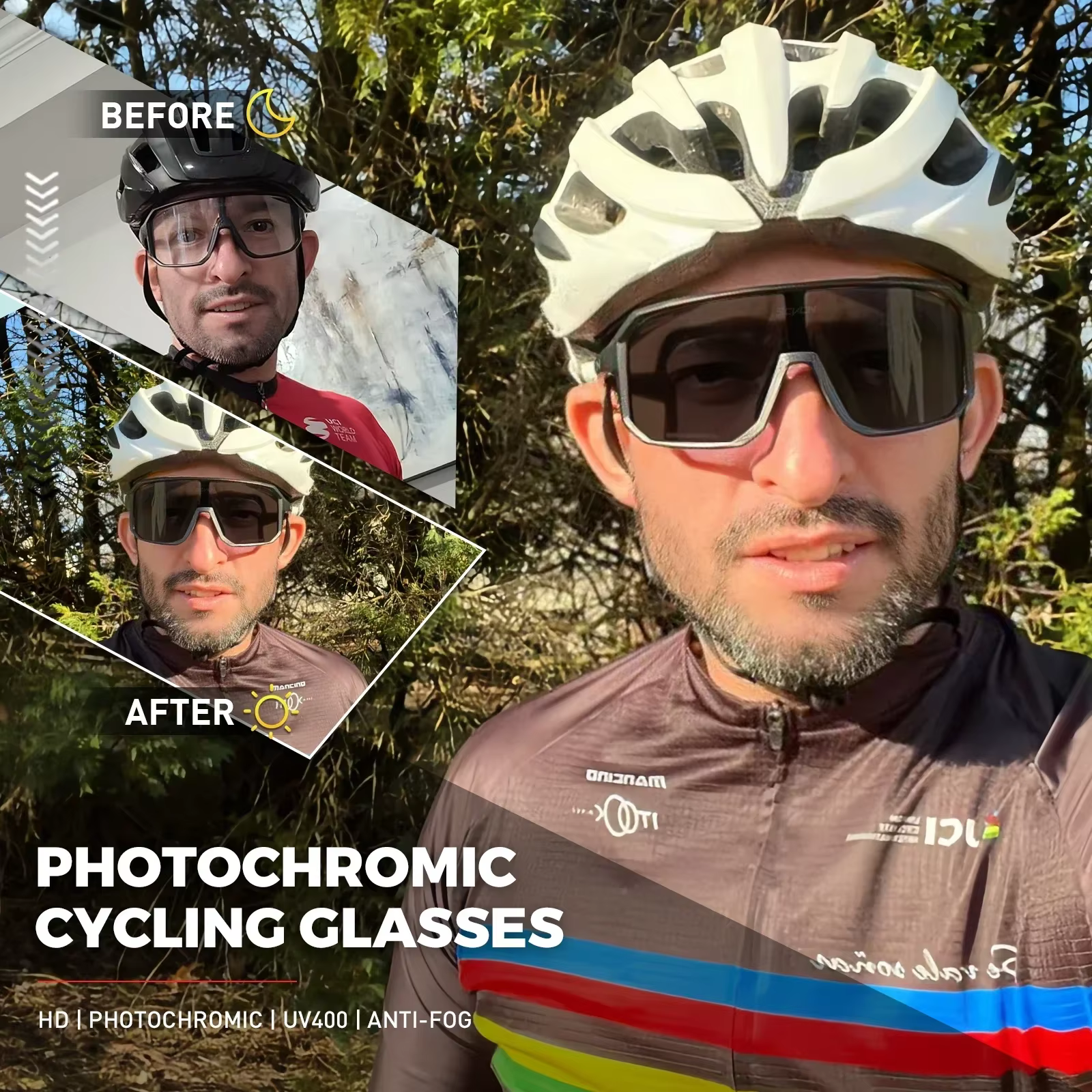 SCVCN Sports de plein air cyclisme lunettes de soleil lunettes photochromiques pour hommes soleil VT