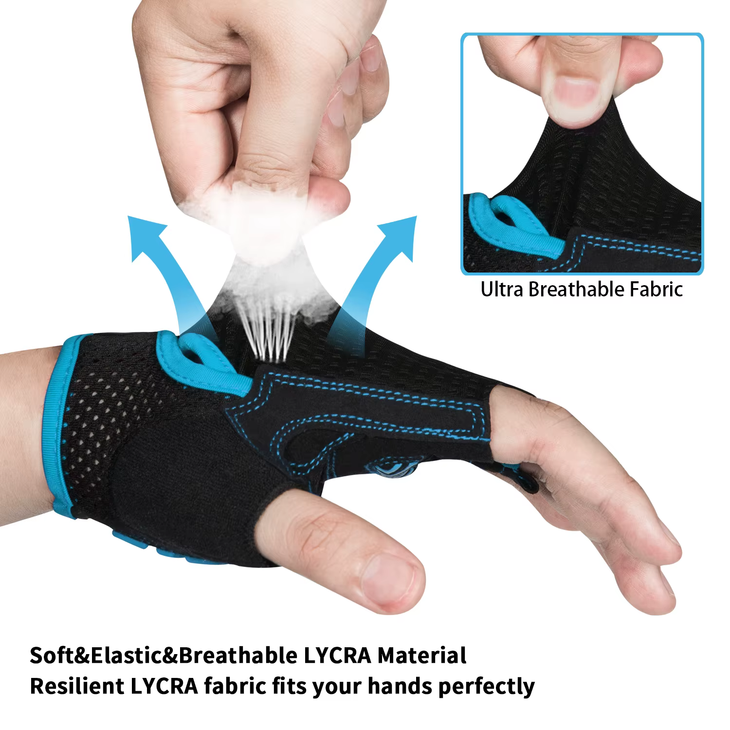 Gants de vélo de montagne MOREOK, demi-doigts, avec coussinets en gel de silicone de 5 mm, antichoc,