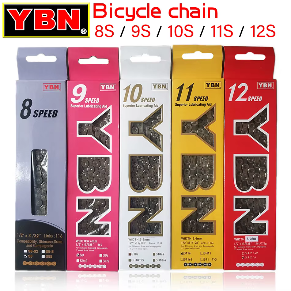 Chaîne de vélo YBN 8/9/10/11/12 vitesses chaîne de vélo de route vtt Compatible avec SRAM SHIMANO ch