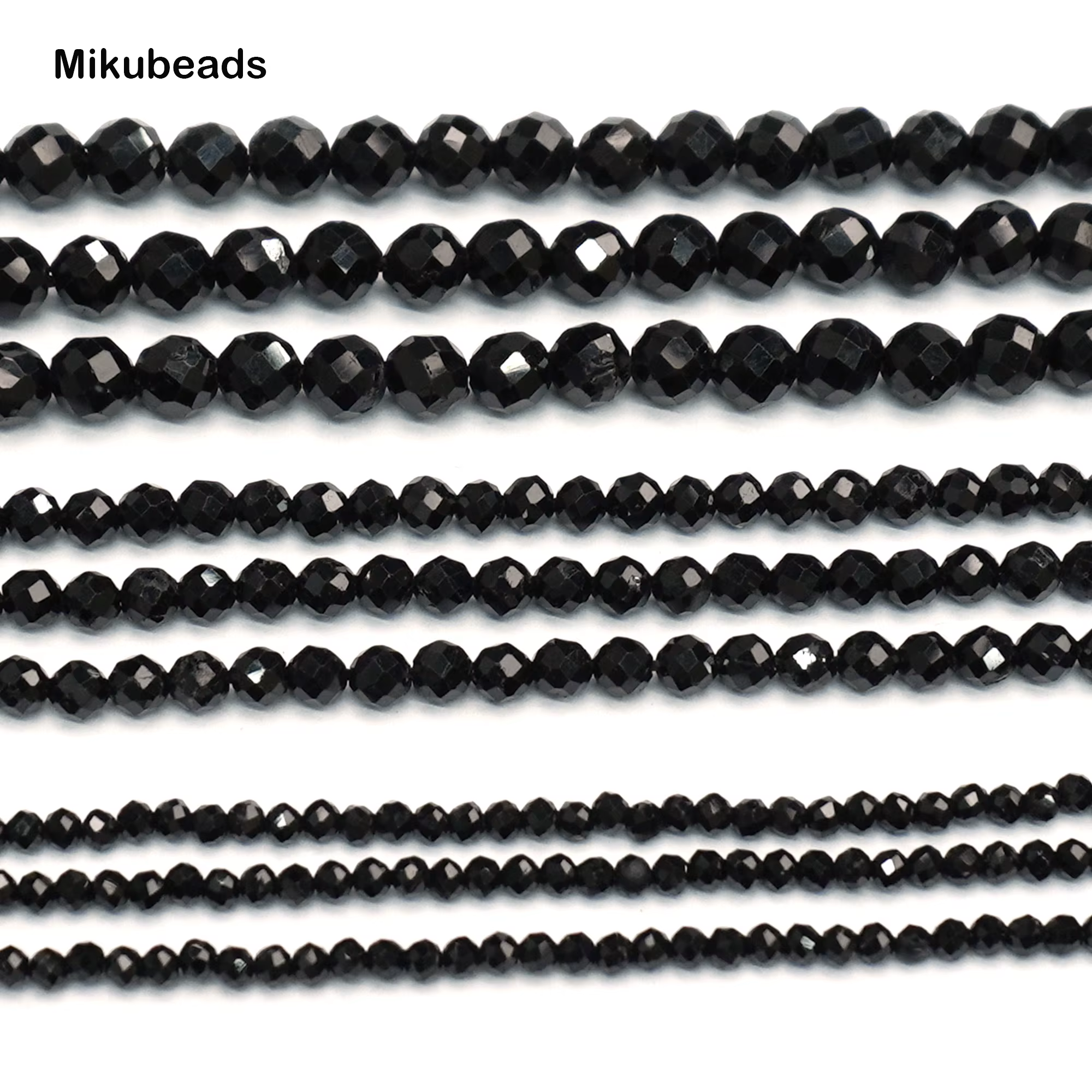 Tourmaline noire naturelle, 2mm 3mm 4mm 6mm, perles rondes à facettes en vrac pour la fabrication de
