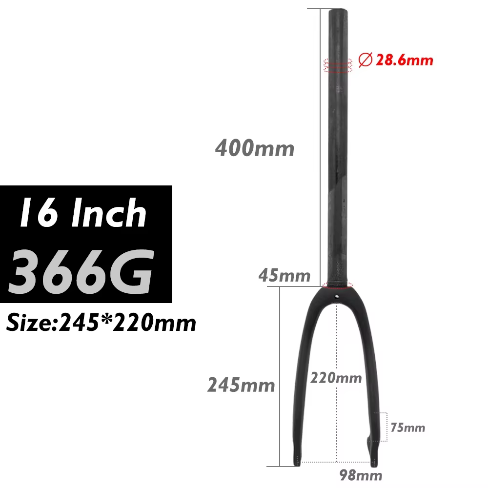 Fourche avant de vélo ODIN entièrement en fibre de carbone, sans logo, 28,6 mm (1-1/8 "), 16/20 pouc