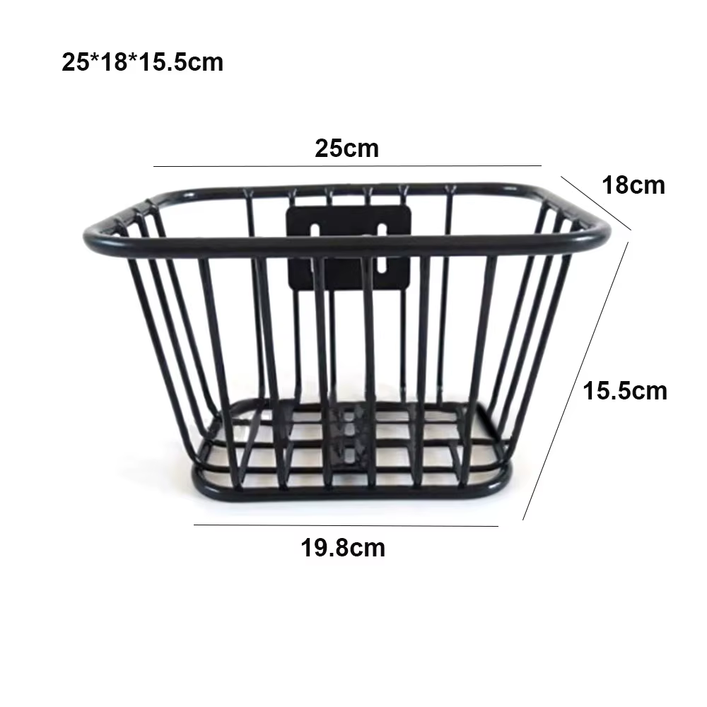 Panier arrière de vélo facile à installer, fixe, durable, réglable, en métal noir/argent, panier de