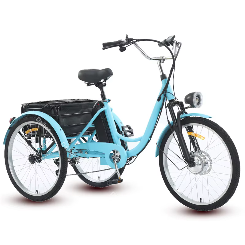 Orange 3 roues adulte vélo électrique Cargo Trike 250W avec panier arrière amovible Booster vélo pou