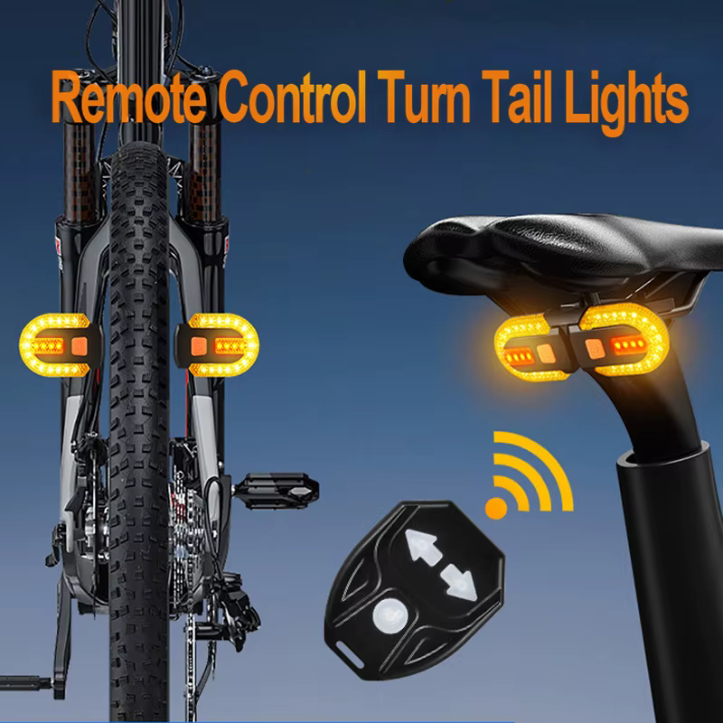 Clignotant de vélo feu arrière feux à distance LED Rechargeable USB lampe de vélo indicateurs sans f
