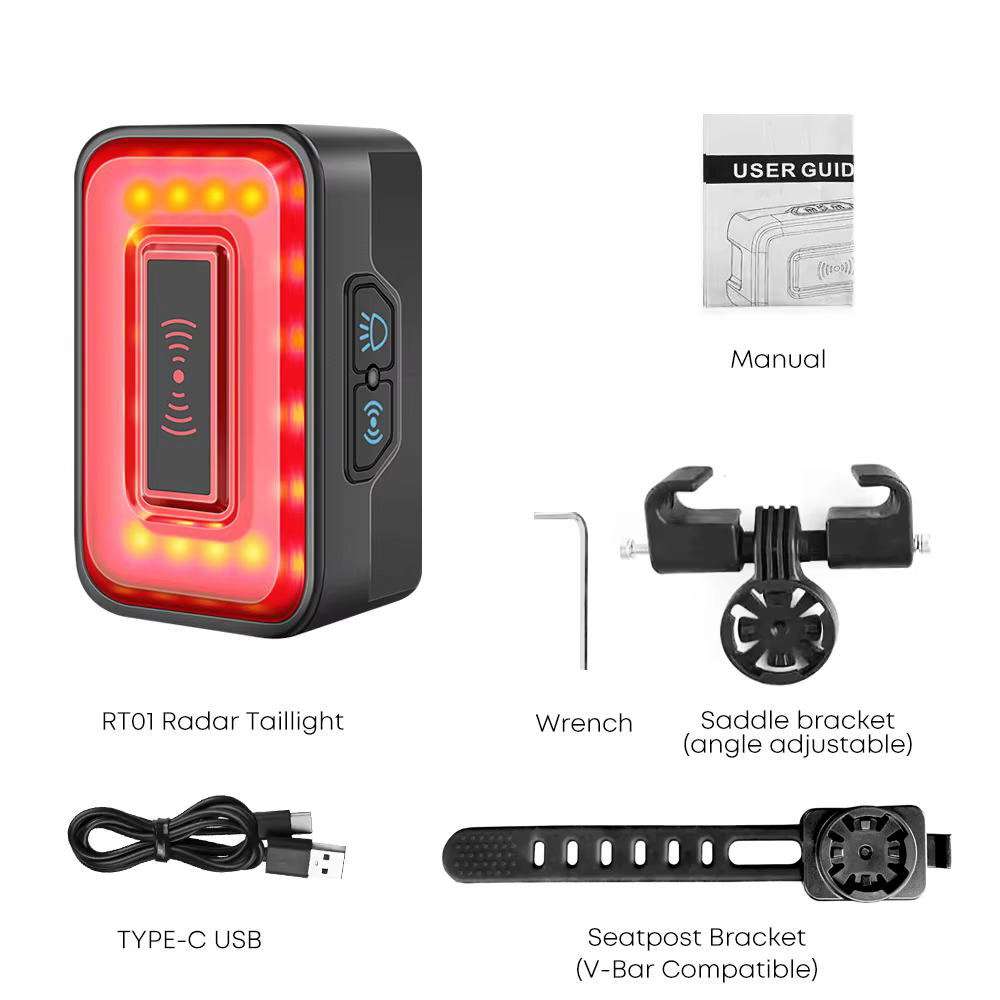 CYCLAMI – feu arrière de vélo Intelligent avec Radar, lampe intelligente de détection de frein arriè