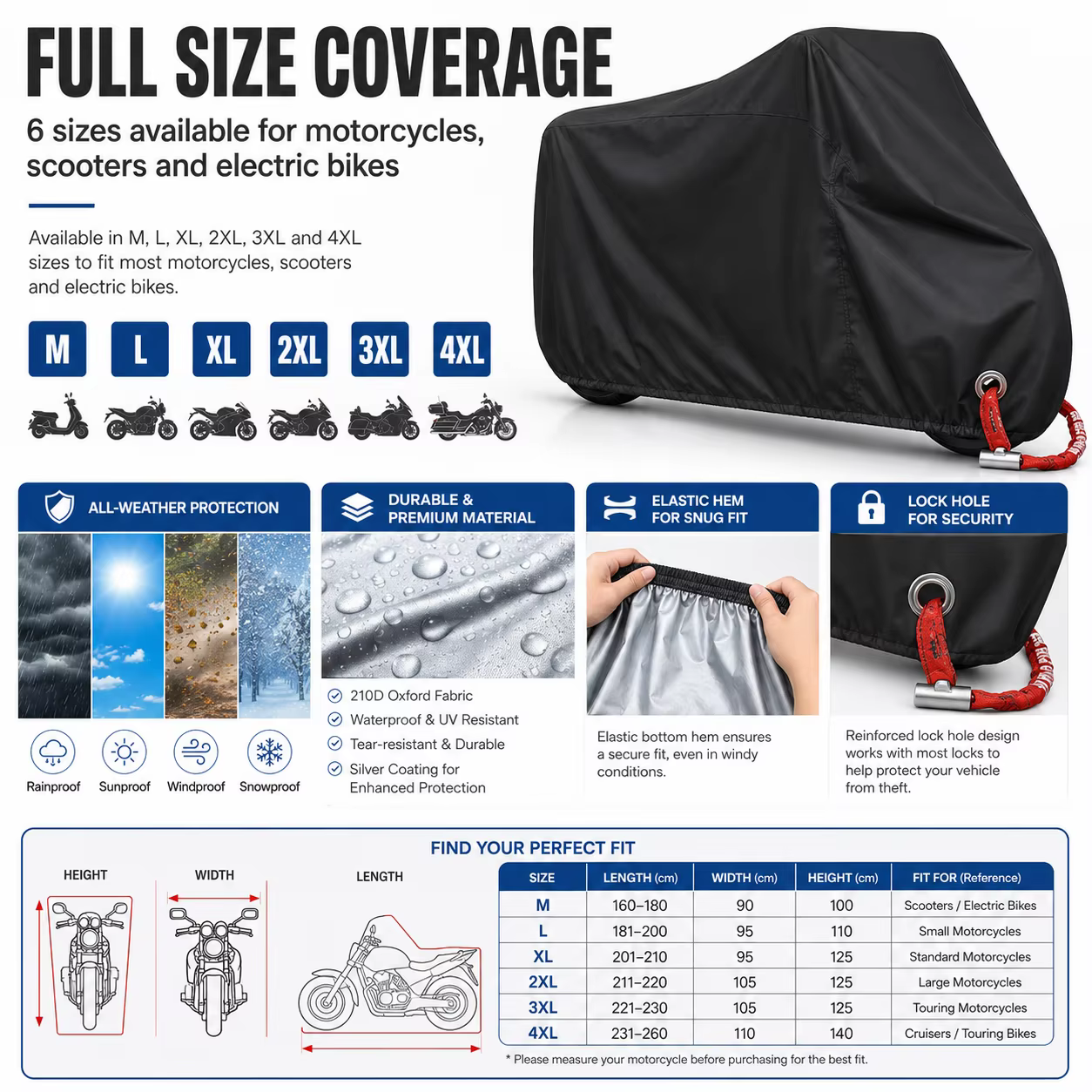 Housse de protection imperméable pour moto, scooter, vélo, protection extérieure toutes saisons, séc