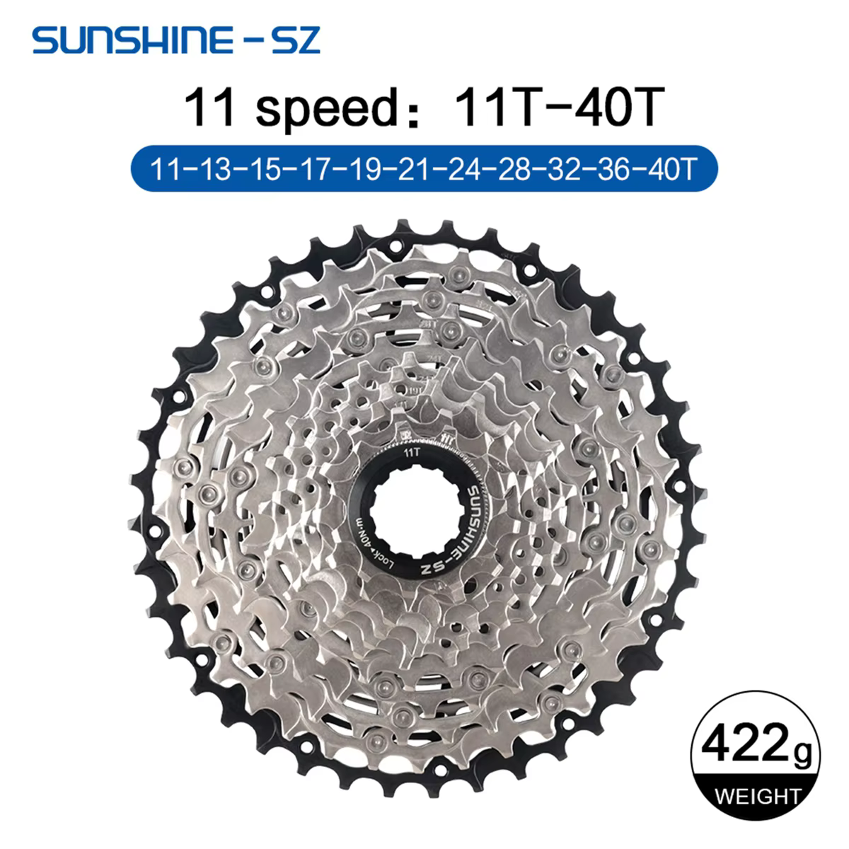 Sunshine – Cassette de vélo de montagne 11S, cliquet 11 vitesses K7 pour Shimano Deore 11V M5100 40 